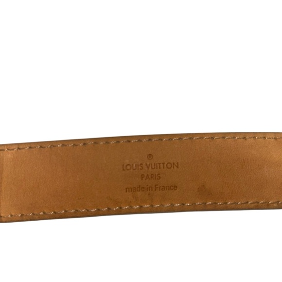 Louis Vuitton M9782 Damier Azur 25mm Gold Buckle Belt, Size 85/34 - Picture 5 of 6